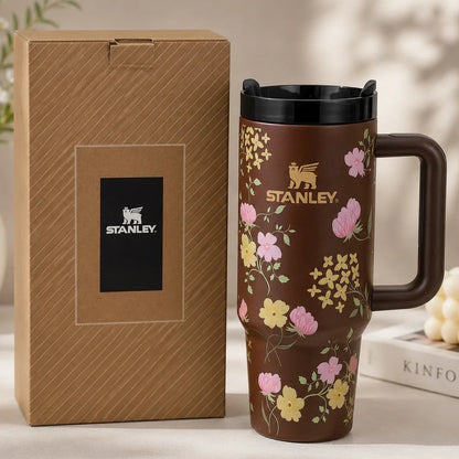 Elegant Floral Stainless Steel Travel Tumbler