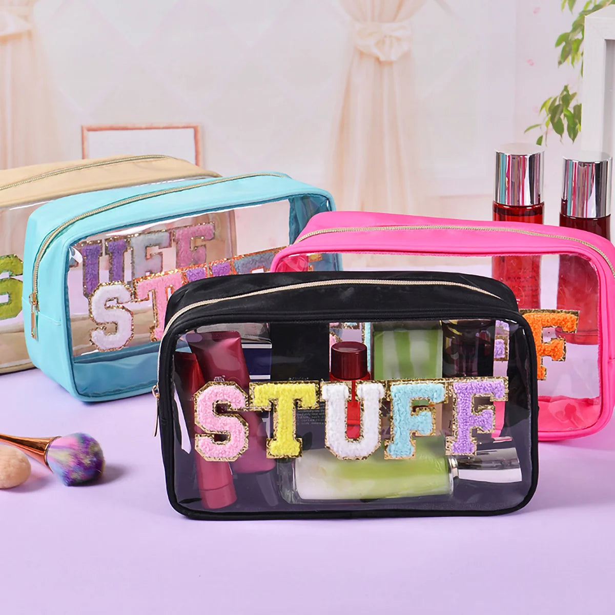 Embroidered Toiletry and Makeup Pouch