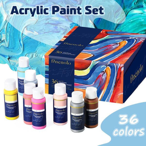 Finenolo Metallic Acrylic Paint Set of 36 Colors