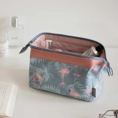 Flamingo Patterned Travel Cosmetic Bag And Pouch