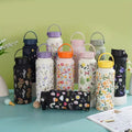 Floral Design Thermal Water Bottle with Handle