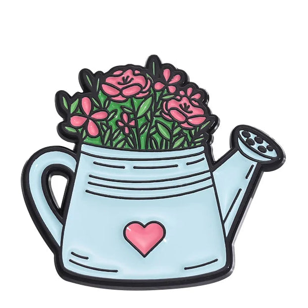 Pot Flower Brooch Enamel Pink