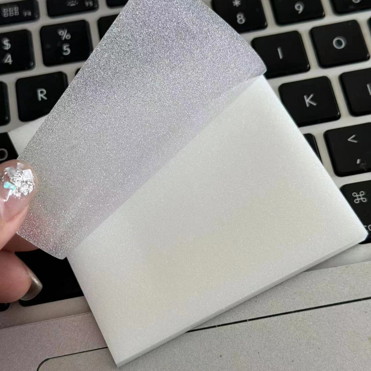 Frosted Glittery Transparent White Sticky Notes