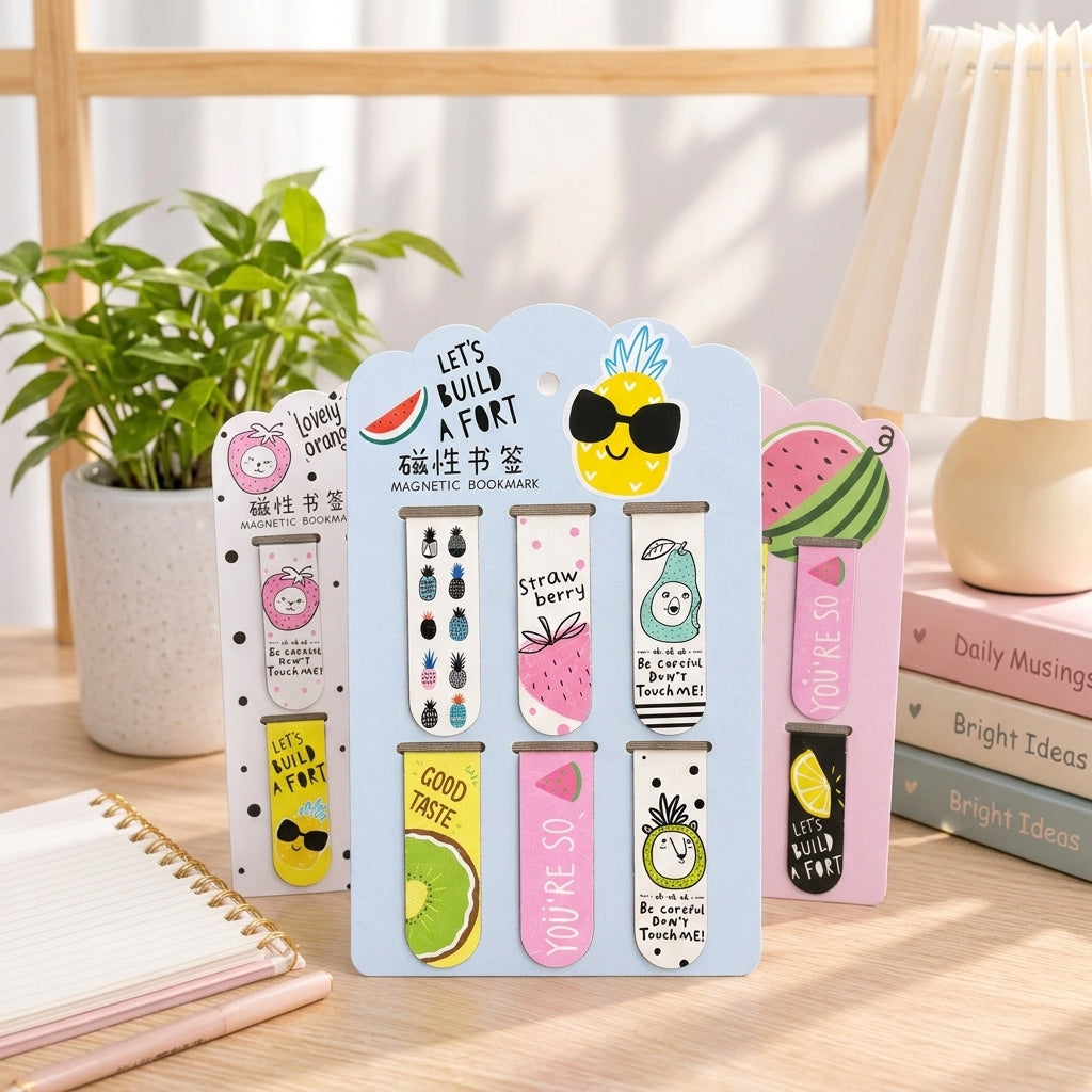 Double Sided Metal Magnetic Bookmarks - Fruity Fiesta