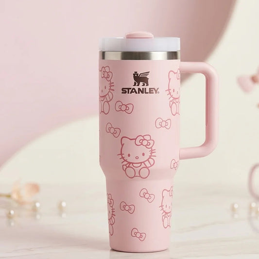 Hello Kitty Pink 40oz Travel Tumbler with Straw & Handle
