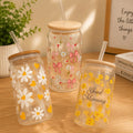 Aesthetic Coffee Glass Cup with Bamboo Lid