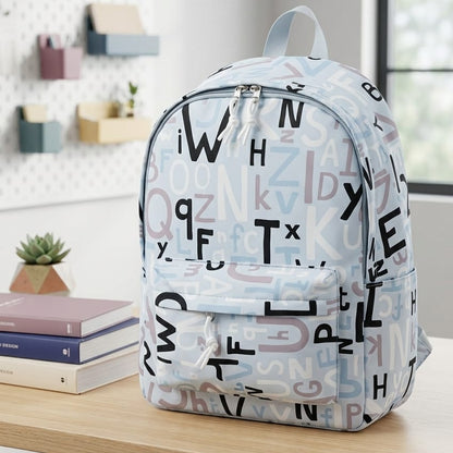 Gothic Letter Print Canvas Bag