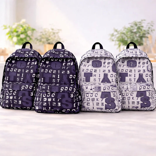 Gothic Letter Print Canvas Bag