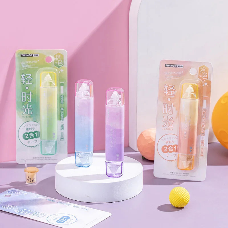 Two bottles of skincare product with packaging on a pink background