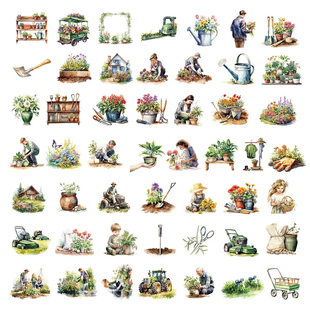 Green garden stickers perfect for journaling