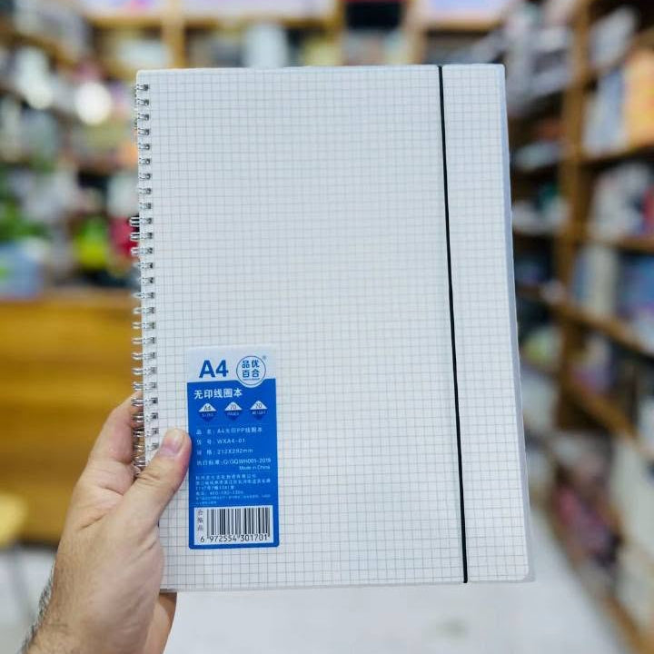 A4 Large Size Spiral Notebood with Elastic Closure