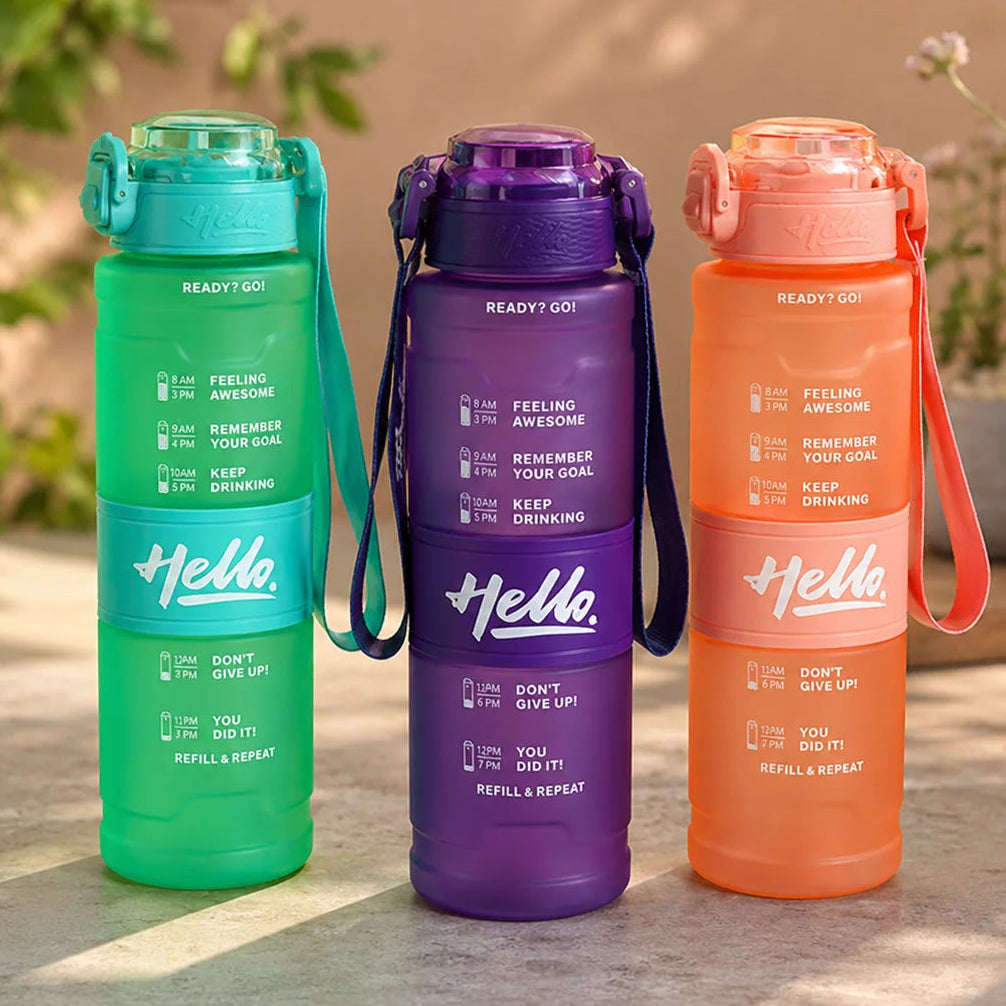 Hello Sports Motivational Quote Water Bottle