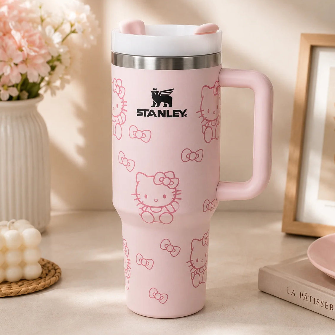 Hello Kitty Pink 40oz Travel Tumbler with Straw & Handle