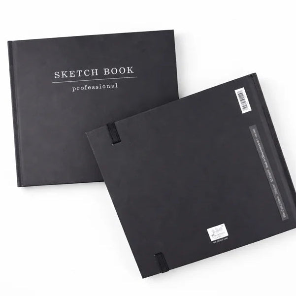 Two black sketch books on a white background