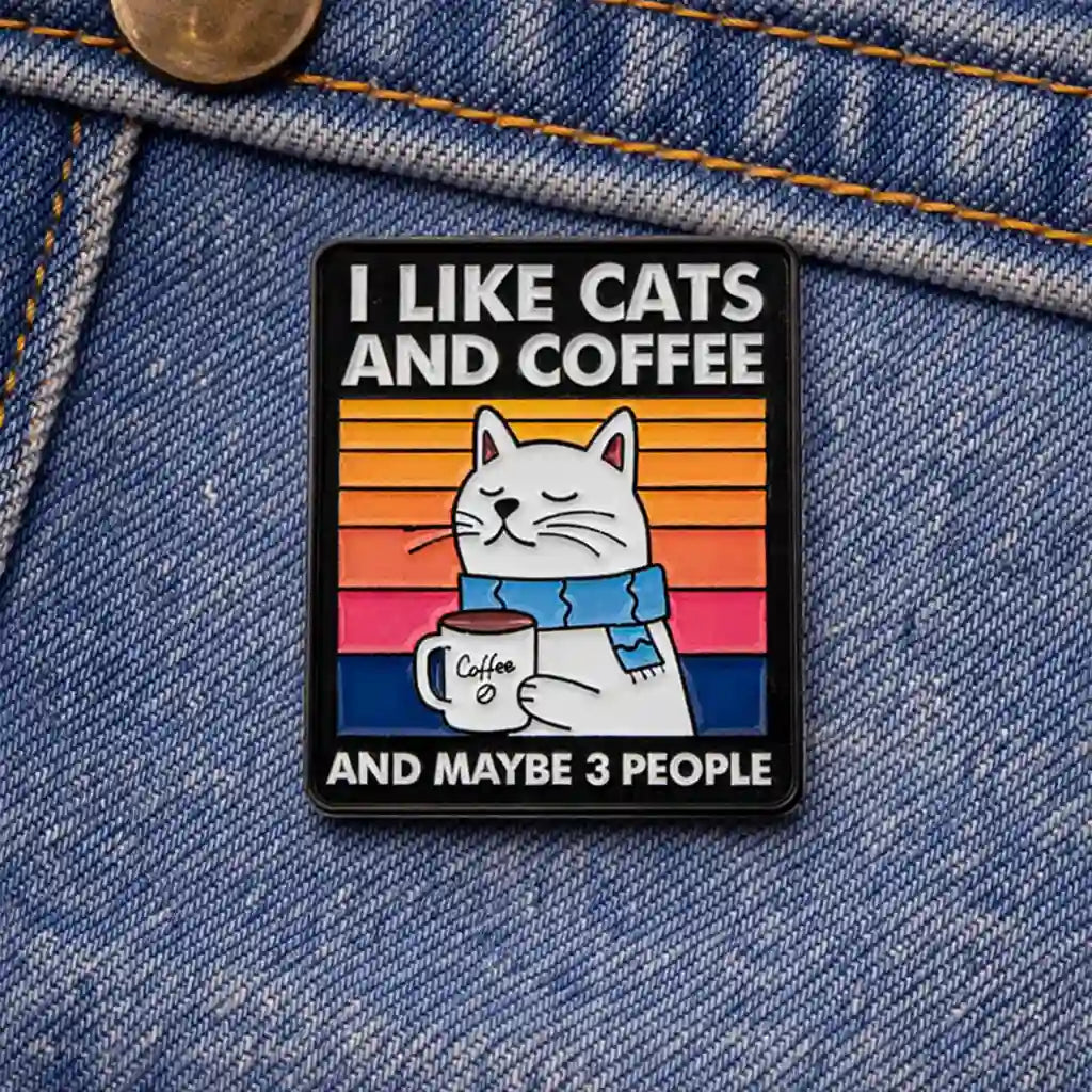 I Like Cats and Coffee Enamel Pin