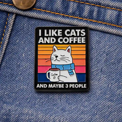 I Like Cats and Coffee Enamel Pin