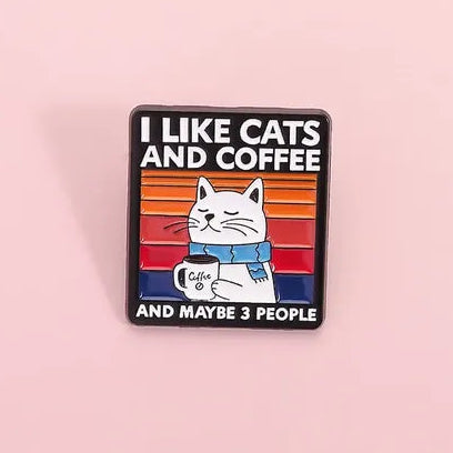 I Like Cats and Coffee Enamel Pin