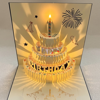 Foldable 3D Birthday Greeting Cards with Light n Music