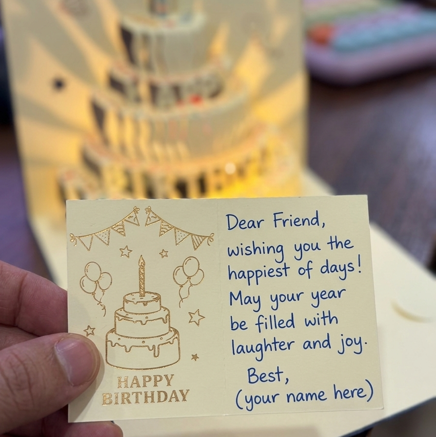 Foldable 3D Birthday Greeting Cards with Light n Music