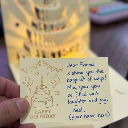Foldable 3D Birthday Greeting Cards with Light n Music