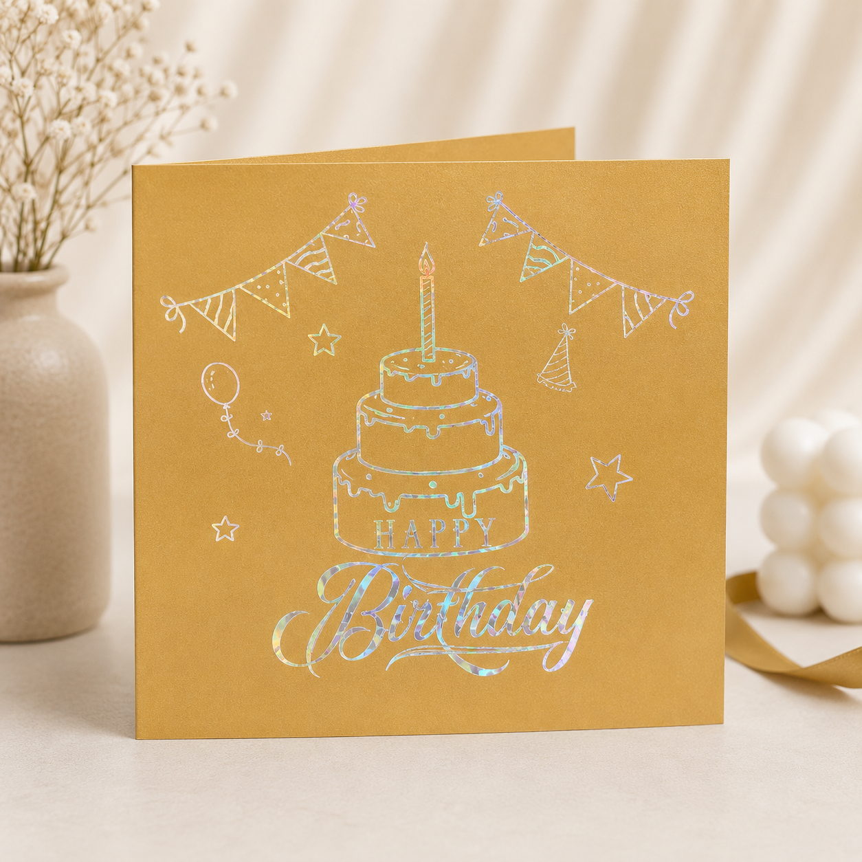 Foldable 3D Birthday Greeting Cards with Light n Music