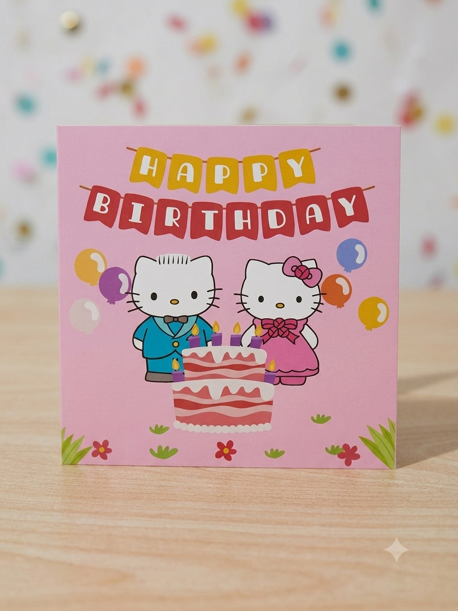 Kids 3D Birthday Greeting Card with Light n Music - Hello Kitty