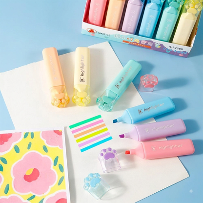 Cat Paw Pastel Color Highlighters
