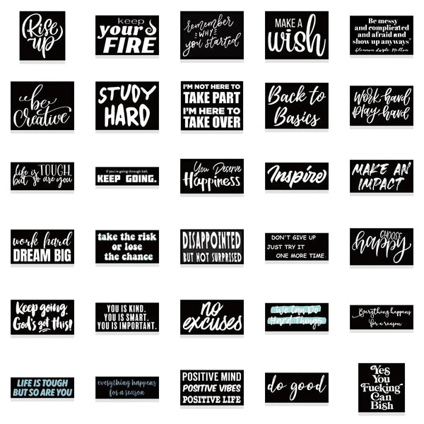 Inspirational Black Stickers Pack - Set of 61
