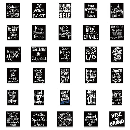 Inspirational English Black Stickers Pack - Set of 61