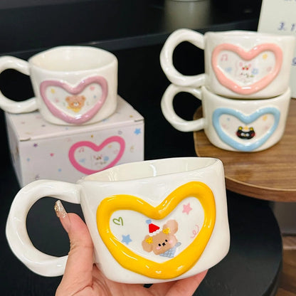 Kawaii Heart Design Ceramic Coffee Mug