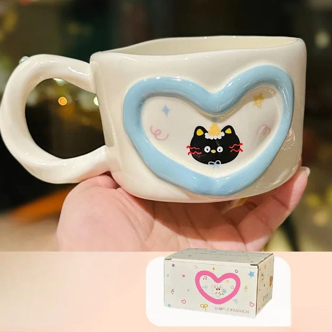 Kawaii Heart Design Ceramic Coffee Mug