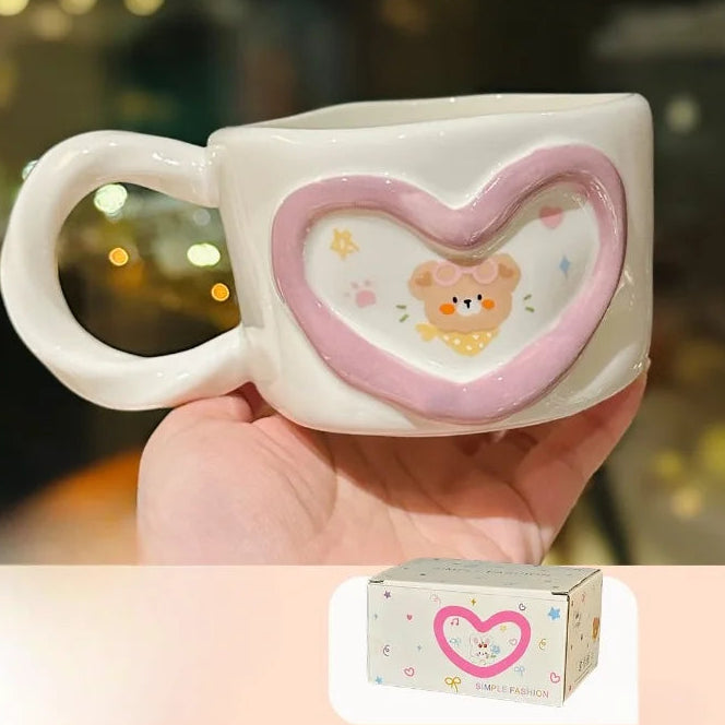 Kawaii Heart Design Ceramic Coffee Mug