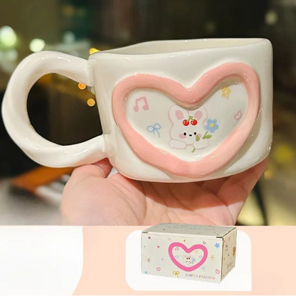 Kawaii Heart Design Ceramic Coffee Mug
