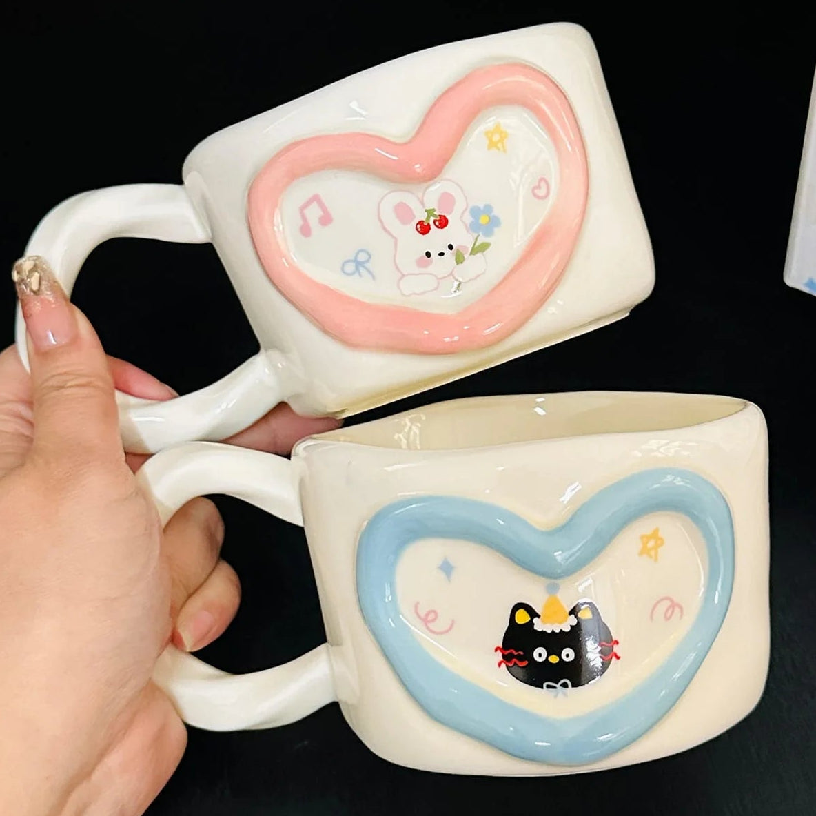 Kawaii Heart Design Ceramic Coffee Mug