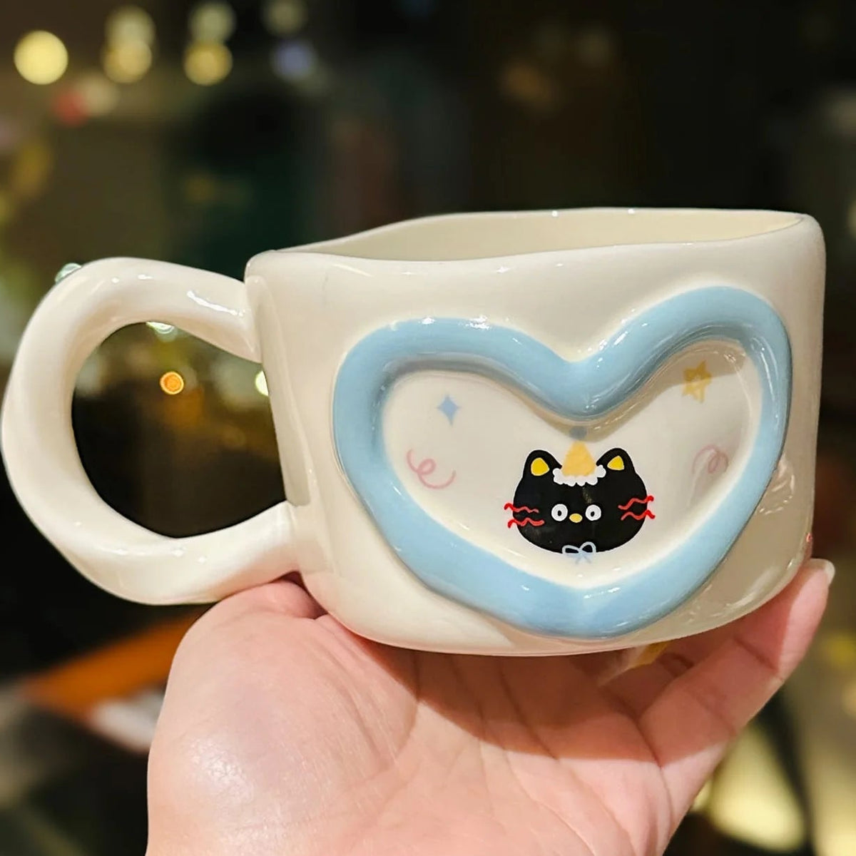 Kawaii Heart Design Ceramic Coffee Mug