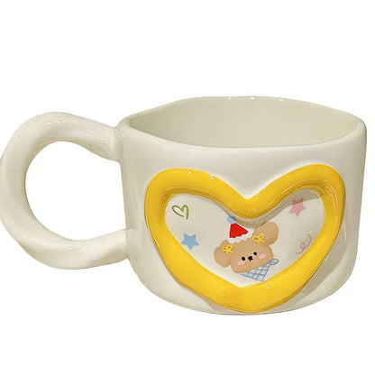 Kawaii Heart Design Ceramic Coffee Mug