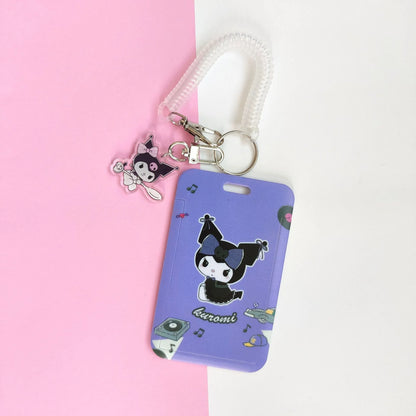 Kawaii Printed ID Card Holder with Keychain and Strap