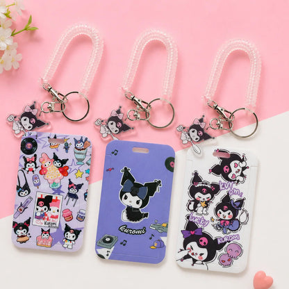 Kawaii Printed ID Card Holder with Keychain and Strap