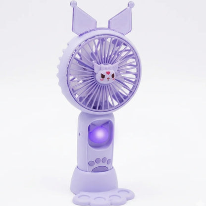 Kawaii Cartoon Rechargeable Mini Fan with Lights