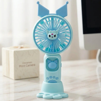 Kawaii Cartoon Rechargeable Mini Fan with Lights
