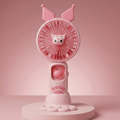 Kawaii Cartoon Rechargeable Mini Fan with Lights