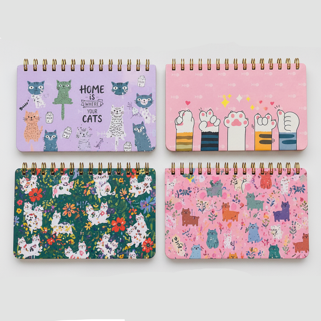 Kawaii Cat Design Spiral Diary with Weekly Planner Pages