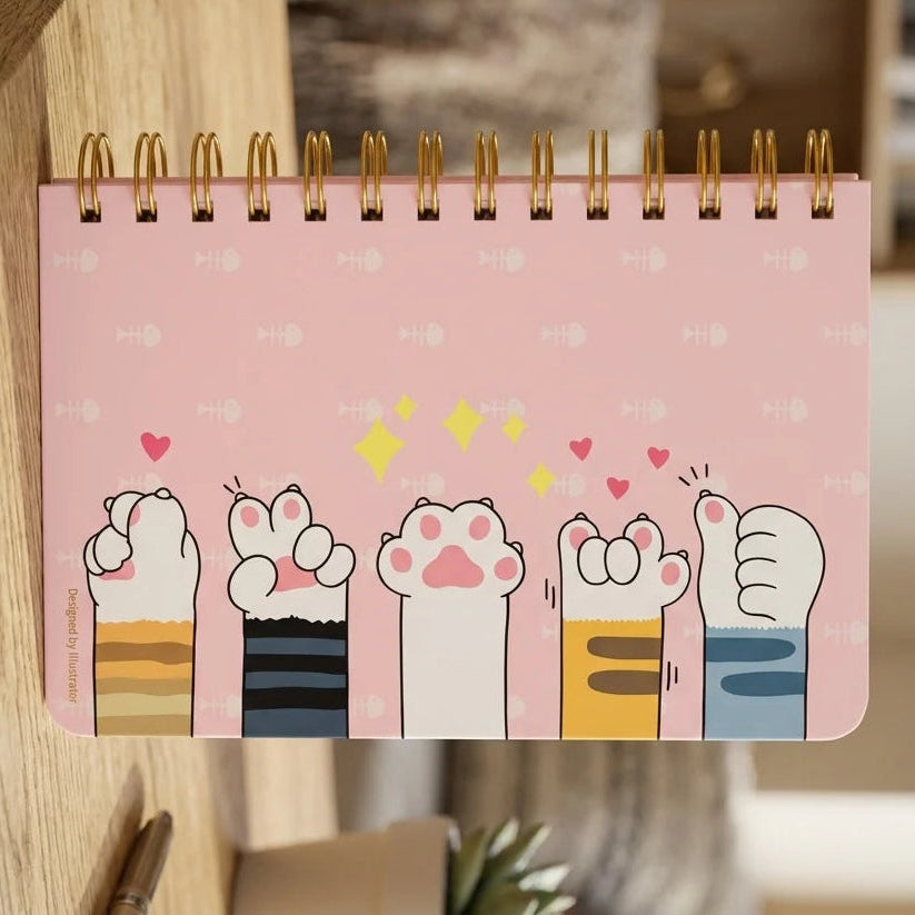 Kawaii Cat Design Spiral Diary with Weekly Planner Pages