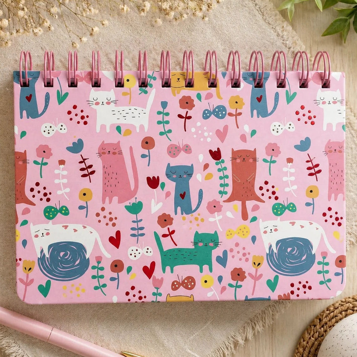 Kawaii Cat Design Spiral Diary with Weekly Planner Pages