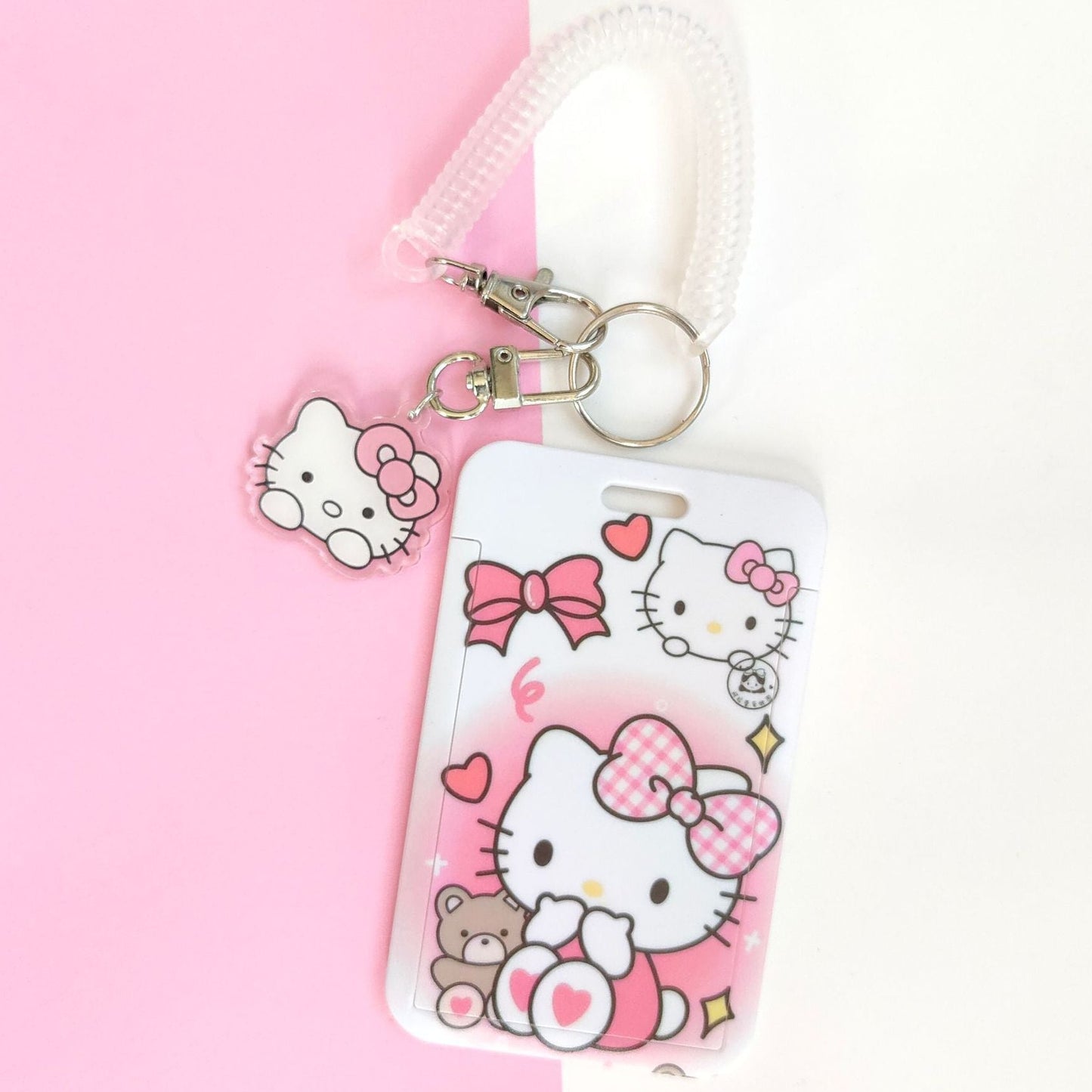 Kawaii Printed ID Card Holder with Keychain and Strap