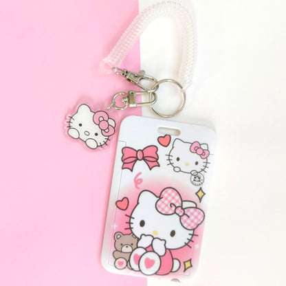 Kawaii Printed ID Card Holder with Keychain and Strap