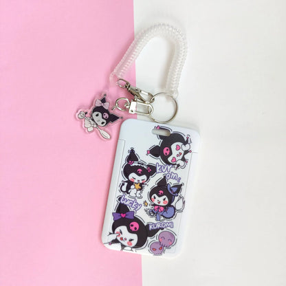 Kawaii Printed ID Card Holder with Keychain and Strap