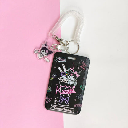 Kawaii Printed ID Card Holder with Keychain and Strap