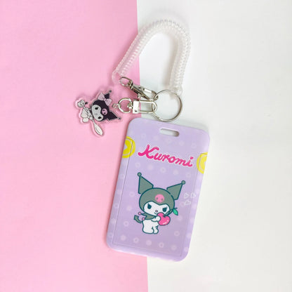 Kawaii Printed ID Card Holder with Keychain and Strap