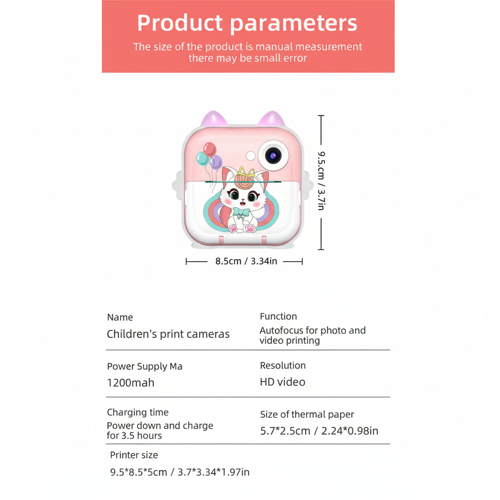 Kids Instant Multi-Functional Mini Printer with Video Camera